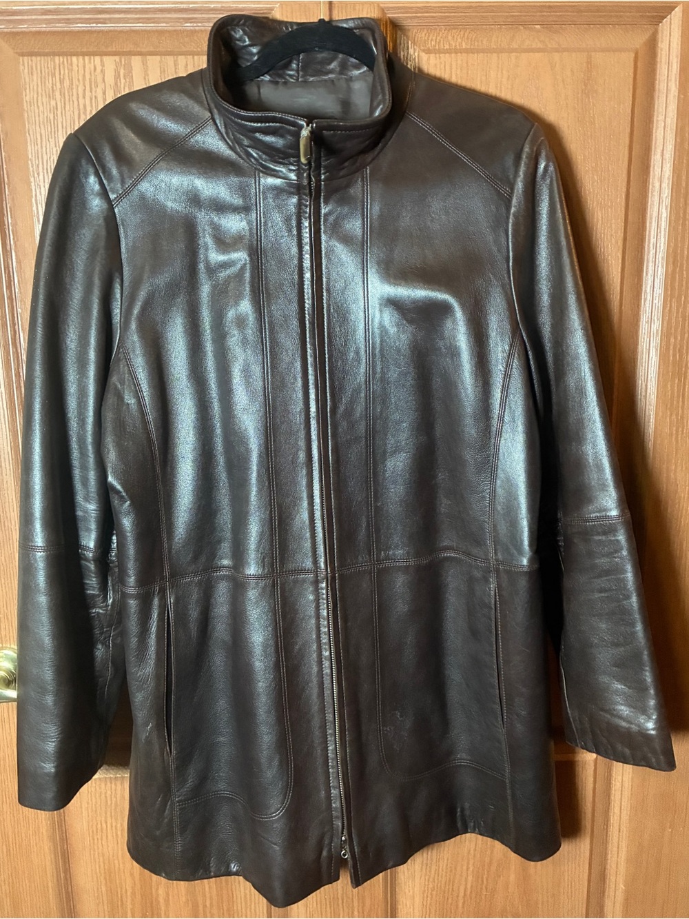 Ellen Tracy Brown Genuine Leather Full Zip Jacket XL - Picture 6 of 6